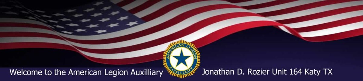 American Legion Auxiliary Unit 164 Katy banner with the American flag and unit emblem